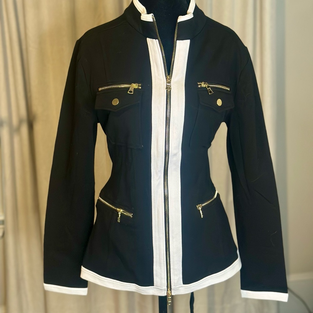 Boston Proper Black and White Track Pants with Contrast Stripes - Picture 3 of 8